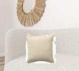 20" X 20" Cream And Beige 100% Cotton Zippered Pillow