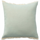 20" X 20" Aqua Blue And Cream 100% Cotton Zippered Pillow