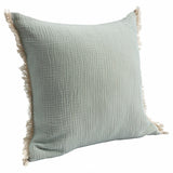 20" X 20" Aqua Blue And Cream 100% Cotton Zippered Pillow