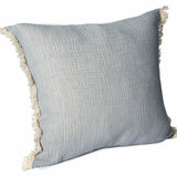 20" X 20" Blue Gray And Cream 100% Cotton Zippered Pillow