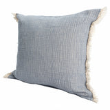 20" X 20" Blue Gray And Cream 100% Cotton Zippered Pillow