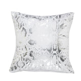 20" X 20" White And Silver 100% Cotton Animal Print Zippered Pillow