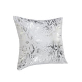 20" X 20" White And Silver 100% Cotton Animal Print Zippered Pillow