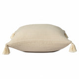 18" X 18" Beige And Ivory 100% Cotton Striped Zippered Pillow