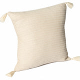 18" X 18" Beige And Ivory 100% Cotton Striped Zippered Pillow