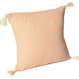 18" X 18" Orange And Ivory 100% Cotton Striped Zippered Pillow