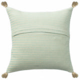 18" X 18" Light Turquoise And Ivory 100% Cotton Striped Zippered Pillow