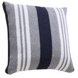 20" X 20" Navy Gray And White 100% Cotton Coastal Zippered Pillow