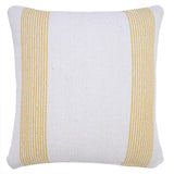 20" X 20" Beige Gray And White 100% Cotton Striped Zippered Pillow