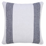 20" X 20" Deep Blue And White 100% Cotton Geometric Zippered Pillow