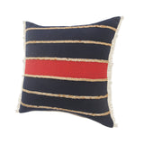 24" X 24" Navy Red And Tan 100% Cotton Striped Zippered Pillow