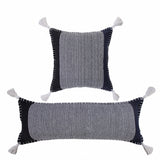 20" X 20" Denim Blue Tan And Taupe Jute Coastal Zippered Pillow