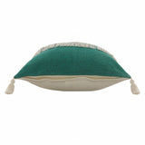 20" X 20" Emerald Green And Off-White 100% Cotton Zippered Pillow