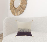 20" x 20" Red and Off White 100% Cotton Pillow With Tassels