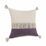 20" X 20" Purple And Off-White 100% Cotton Zippered Pillow