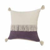 20" X 20" Purple And Off-White 100% Cotton Zippered Pillow