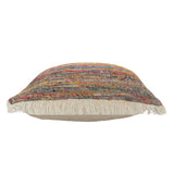 20" X 20" Beige Red Green Blue Yellow Orange And Pink 100% Cotton Geometric Zippered Pillow