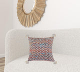 20" X 20" Red Green Blue Yellow Orange And Pink Polyester Geometric Zippered Pillow
