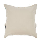 18" X 18" Blue and Beige Patchwork Cotton Zippered Pillow With Tassels