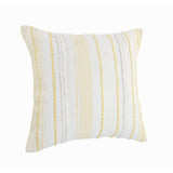 20" X 20" Yellow and White Striped Cotton Zippered Pillow