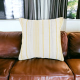 20" X 20" Yellow and White Striped Cotton Zippered Pillow