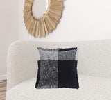 20" X 20" White Blue Gray And Tan 100% Cotton Striped Zippered Pillow