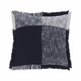 20" X 20" Navy Blue And White 100% Cotton Plaid Zippered Pillow