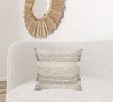 20" X 20" White And Gray-Blue Polyester Plaid Zippered Pillow