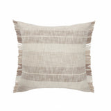 20" X 20" Cream Tan And Beige 100% Cotton Striped Zippered Pillow