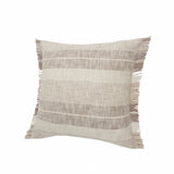 20" X 20" Cream Tan And Beige 100% Cotton Striped Zippered Pillow