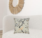 20" X 20" Off-White And Navy 100% Cotton Abstract Zippered Pillow