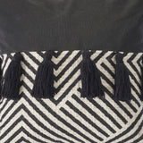 20" X 20" Black And Cream 100% Cotton Geometric Zippered Pillow