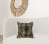 20" X 20" Black And Ivory 100% Cotton Striped Zippered Pillow