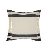 20" X 20" Ensign Blue White And Linen 100% Cotton Striped Zippered Pillow