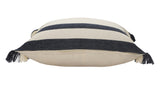 20" X 20" Ensign Blue White And Linen 100% Cotton Striped Zippered Pillow
