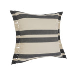 20" X 20" Gray And White 100% Cotton Striped Zippered Pillow