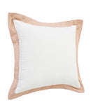 20" X 20" White And Light Pink 100% Cotton Geometric Zippered Pillow