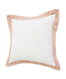 20" X 20" White And Light Pink 100% Cotton Geometric Zippered Pillow