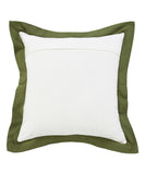20" X 20" White And Moss Green 100% Cotton Geometric Zippered Pillow