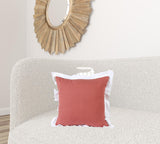 20" X 20" Beige And White 100% Cotton Geometric Zippered Pillow