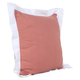 20" X 20" Deep Coral And White 100% Cotton Geometric Zippered Pillow