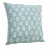 20" X 20" Light Blue And White 100% Cotton Geometric Zippered Pillow