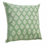 20" X 20" Green And White 100% Cotton Geometric Zippered Pillow