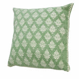 20" X 20" Green And White 100% Cotton Geometric Zippered Pillow