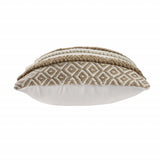 20" X 20" Tan And Beige Polyester Geometric Zippered Pillow
