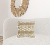 20" X 20" Tan And Beige Polyester Geometric Zippered Pillow