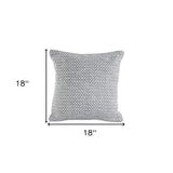 18" X 18" Gray And White 100% Cotton Geometric Zippered Pillow