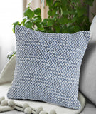 18" X 18" Navy And White 100% Cotton Geometric Zippered Pillow