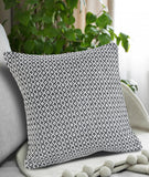 18" X 18" Black And White 100% Cotton Geometric Zippered Pillow