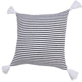 20" X 20" Black And White 100% Cotton Striped Zippered Pillow